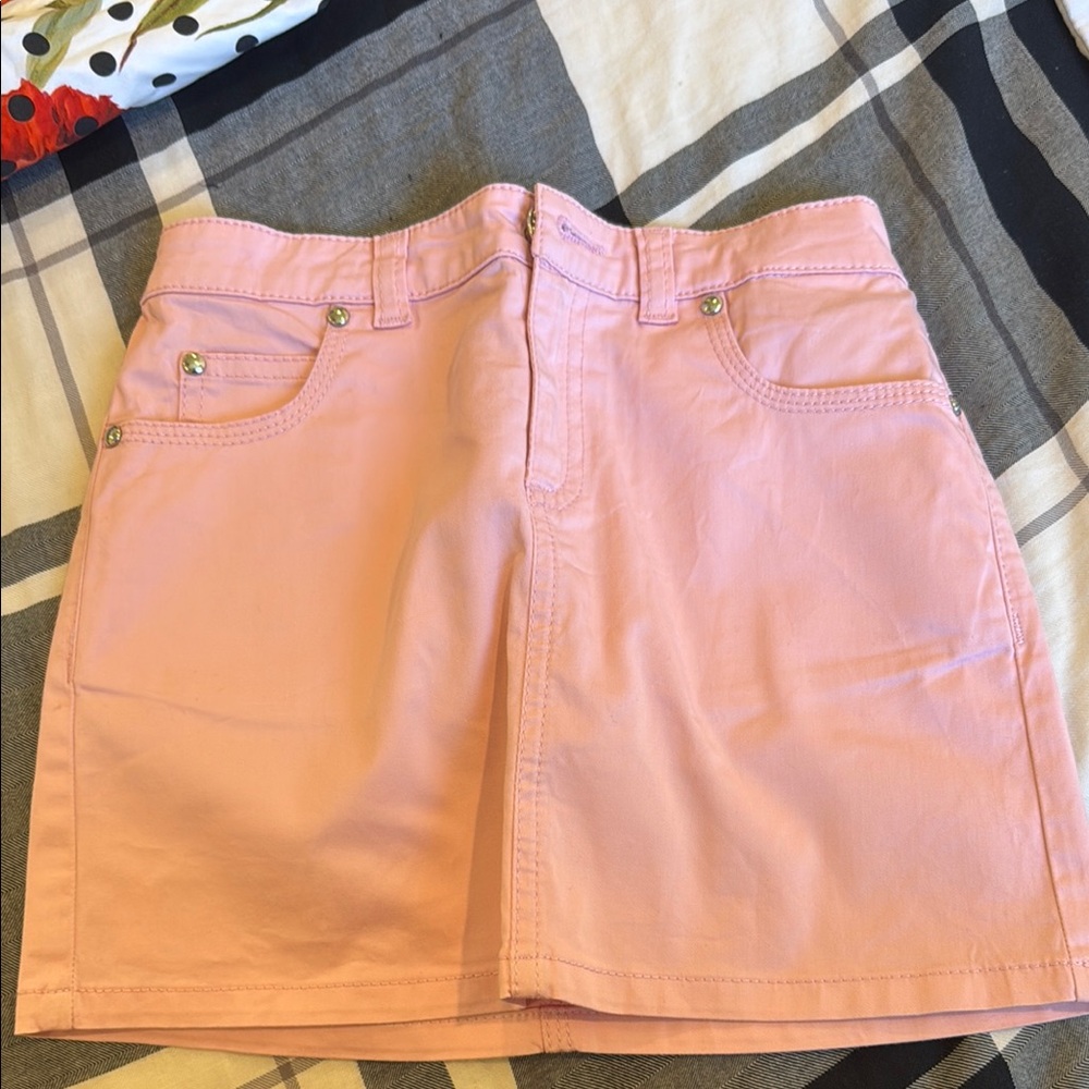 Pink Denim Mini Skirt
